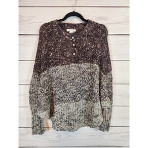 Simply Noelle Women's Gray Brown Color‎ Block Long Sleeve Pullover Sweater S NWT